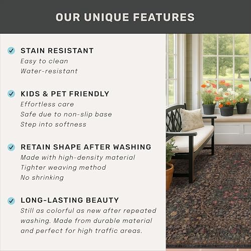 Dark Brown Washable 5x7 Area Rugs for Living Room (Dark Brown / 5' x 7' (Rectangular))