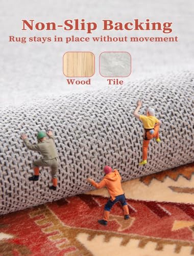 2x6 Washable Non Slip Boho Runner Rug for Hallway (Red/Multi / 2' x 6' (Runner))