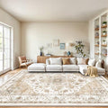 Amada Large 8x10 Washable Area Rug for Living Room (8' x 10' (Rectangular) / Distressed Beige/Cream)