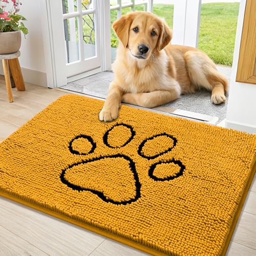 Dog Door Mat for Muddy Paws (36"X24" / Golden Yellow and Black)