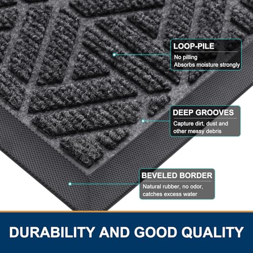 Front Door Mat Outside Entrance (Grey / 47" X 32")