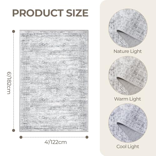 4x6 Area Rug for Entryway (Grey/Ivory / 4' x 6' (Rectangular))