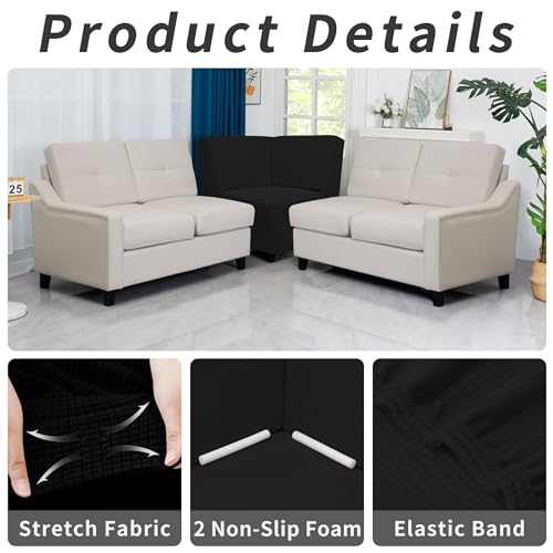 Stretch Soft Sectional Corner Sofa Couch Slipcover Black (Medium Sectional Corner / Black)
