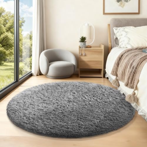 Round Rug 5Ft Grey Circle Area Rugs (1- Grey / 5' (Round))