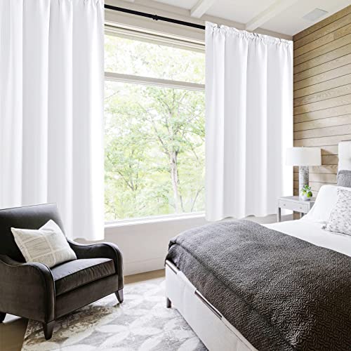 White Curtains 50% Light Blocking for Living Room 45 Inch 2 Panels (Pure White / 52"W x 45"L (Pack of 2))