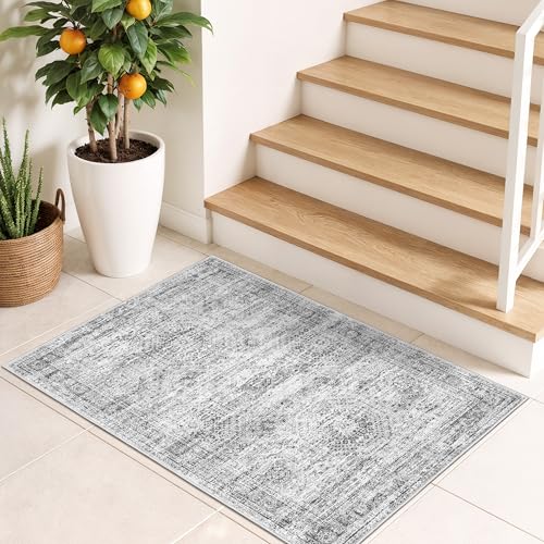 2x3 Rug Non Slip (Grey/Ivory / 2' x 3' (Rectangular))