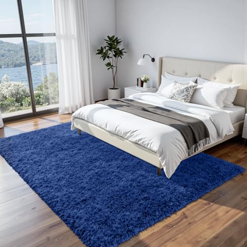 8x10 Fluffy Shag Area Rugs for Living Room Bedroom (Blue / 8' x 10' (Rectangular))