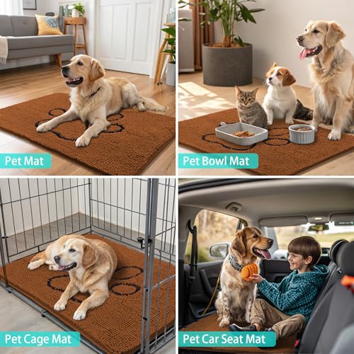 Dog Door Mat for Muddy Paws (36"X24" / Ochre and Black)