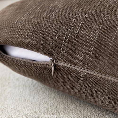 Solid Textured Chenille Throw Pillow Covers 16x16 Inch (16" x 16" (Pack of 2) / Chocolate)