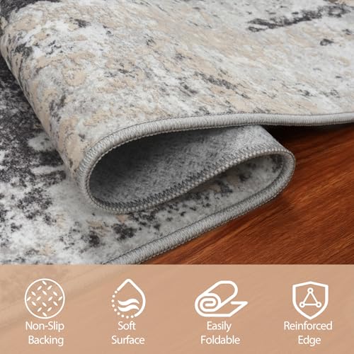 10x14 Area Rugs for Living Room Washable Dining Room Black Grey Gold (Black Grey/Gold / 10' x 14' (Rectangular))