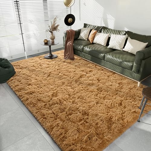 Ultra Soft Indoor Modern Area Rugs Fluffy Living Room Carpets for Children Bedroom Home Decor Nursery Rug 6x9 Feet (Khaki / 6' x 9' (Rectangular))