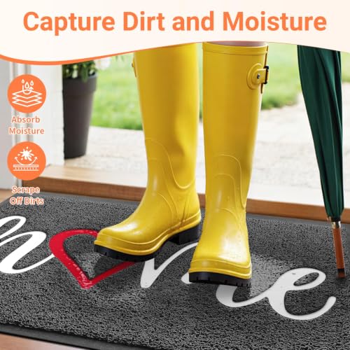 Door Mat Indoor Outdoor Welcome Mat for Entrance (Grey / 1'6" x 2'6" (Rectangular))