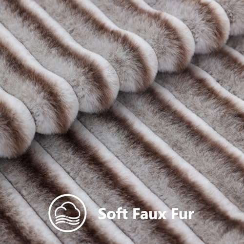 Fall Faux Fur Throw Pillow Covers 12x20 Set of 2 Brown White (Brown White / 20" x 12" (Pack of 2))