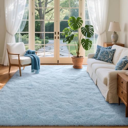 5x7 Ft Shag Area Rug for Bedroom (Db Light Blue / 5' X 7' (Rectangular))