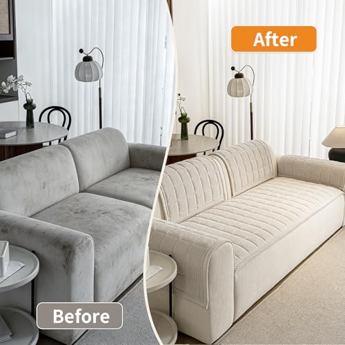 Couch Covers for Dogs (Beige White / 1PC/27.6"x59.1")