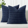 Corduroy Decorative Throw Pillow Covers 20x20 Navy Blue Pack of 2 (Dark Blue / 20" x 20" (Pack of 2))