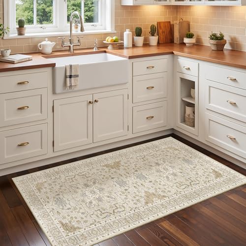 Washable Area Rug 2x4 (Beige/Blue / 2' x 4' (Rectangular))