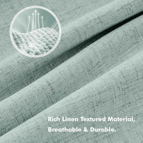 100% Blackout Linen Curtains 42 x 72 Inch Seafoam Green 2 Panels (Seafoam Green / 42"W x 72"L (Pack of 2))