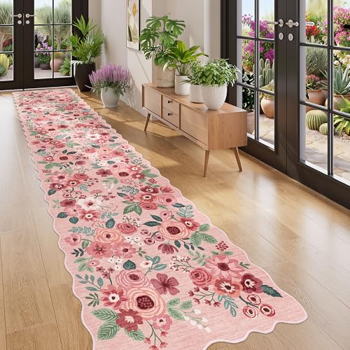 2.6x12 Washable Runner Rug (Pink (Big) / 2'6" x 12' (Rectangular))