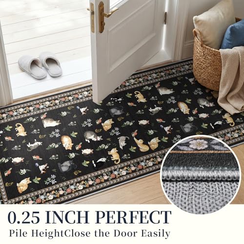 2x10 Washable Hallway Runner Rug (Black / 2x10)