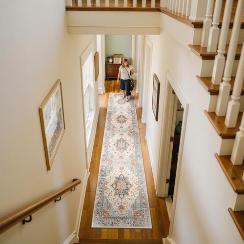 Washable Area Rug (Beige/Blue/Orange / 2' x 10' (Rectangular))