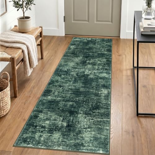 Abstract Runner Rug 2x6 Ft Washable Runners for Hallways (Dark Green / 2' x 6' (Rectangular))