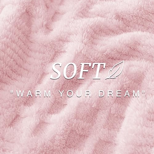 Pink Fleece Throw Blanket for Couch or Bed Waffle Pattern Decor (02-pink / Throw)