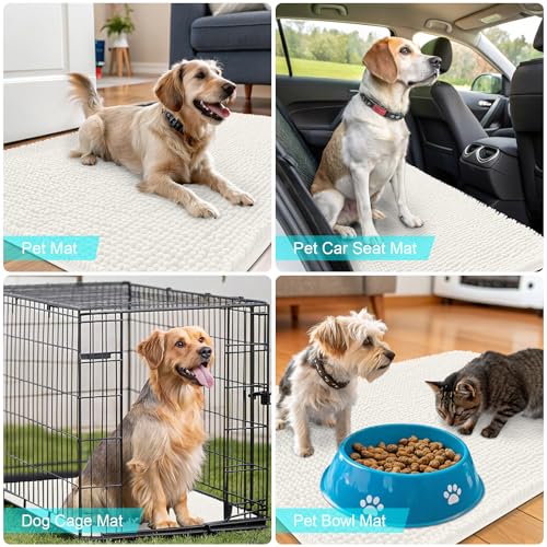 Dog Door Mat for Muddy Paws 70x46 (Ivory / 70" X 46")