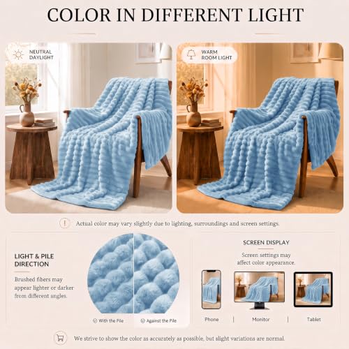Light Blue Throw Blanket for Couch (Light Blue / Throw (50" x 60"))