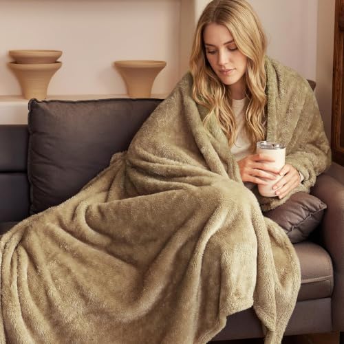 Fuzzy Plush Fleece Bed Blanket King Size (Brown / 104x90 IN)