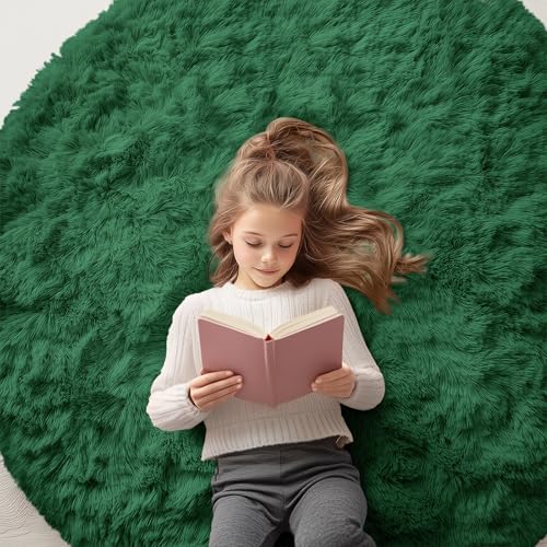 Dark Green Round Rugs for Bedroom (5 Ft Round / Dark Green)