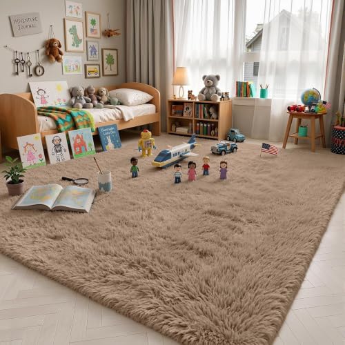 6x9 Shag Area Rug for Living Room (Beige / 6' x 9' (Rectangular))