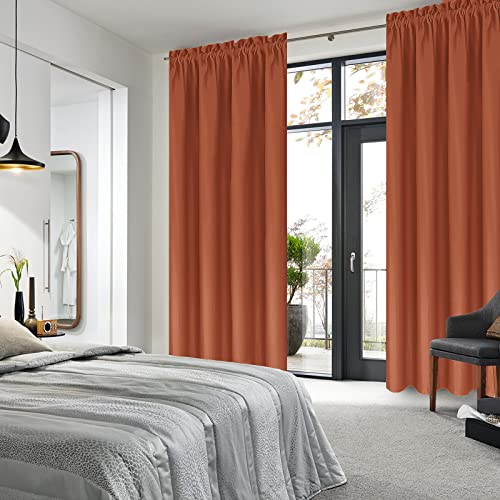 Blackout Curtains for Bedroom Living Room 42 x 72 Inch Long 2 Panels (Burnt Ochre / 42"W x 72"L (Pack of 2))