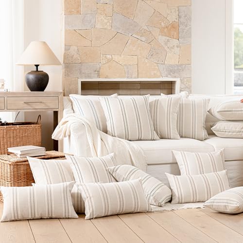 Terracotta Throw Pillow Covers 24x24 Set of 2 Striped Pillow Covers (Camel / 24" x 24" (Pack of 2))