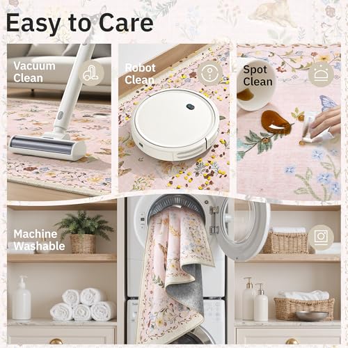 Dog 5x7 Pink Area Rugs for Baby Girl Nursery (Dog/Baby Pink / 5' x 7' (Rectangular))