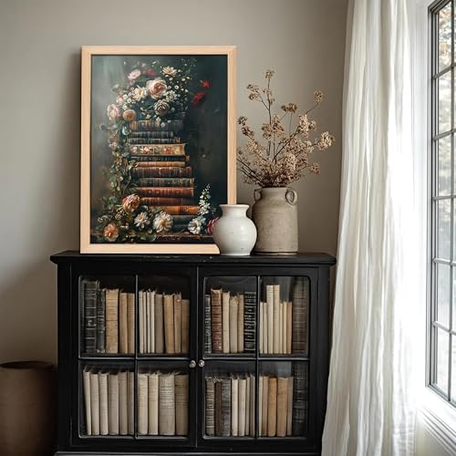 Moody Dark Academia Floral Wall Art (flower book / 10"L x 8"W)