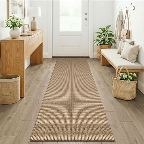 Boho Runners for Hallways 2x7 ft Washable Kitchen Runner Non Slip Rubber Backed Hall Runners Cotton Entryway Runner Rugs for Indoor Backdoor Bedroom Kitchen (Orange Beige/Tan/Brown / 2' x 7' (Runner))