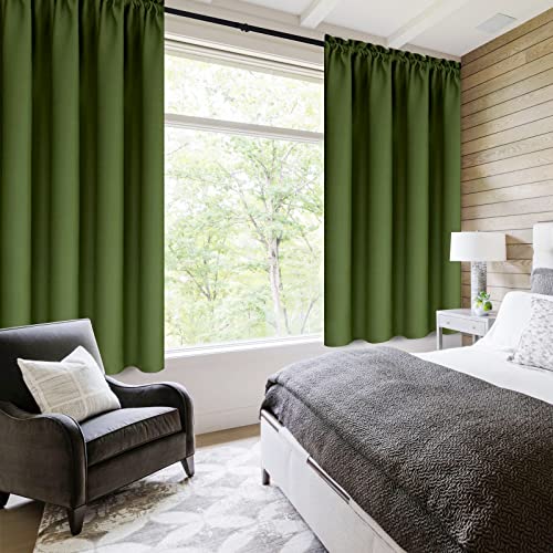 Blackout Curtains for Bedroom 38 x 54 Inch Long Olive Green 2 Panels (Olive Green / 38"W x 54"L (Pack of 2))
