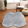 Grey Sheepskin Rug 4x6 Area Rugs Bedside Fluffy Faux Fur Rug Shag Carpets for Bedroom Living Room Playing Room Décor (4' x 6' (Sheepskin) / Grey)