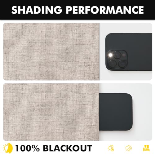 100% Blackout Linen Curtains for Bedroom 42 x 63 Inch Khaki 2 Panels (Khaki / 42"W x 63"L (Pack of 2))