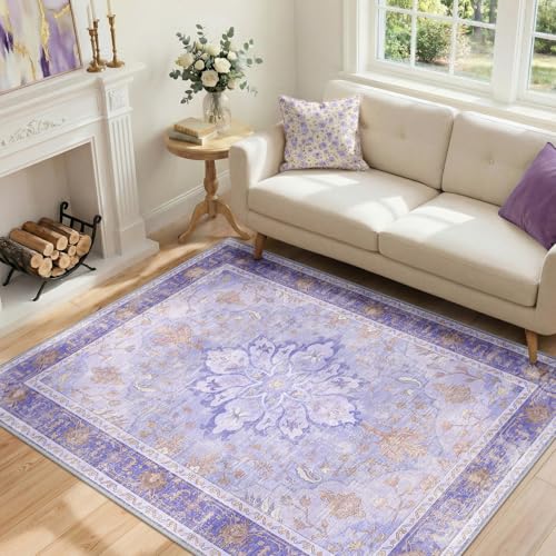 Washable Area Rug (Purple / 4' x 6' (Rectangular))