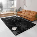 Faux Fur Rug Sheepskin Shag Fluffy Fuzzy Black 6x9 ft Rugs for Bedroom Bedside Bed Floor Living Room Plush Rectangle High (6' x 9' (Rectangular) / Black)