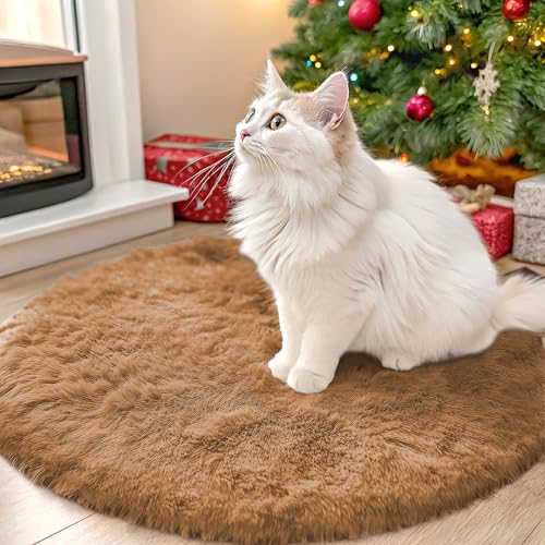 Khaki Round Rugs for Bedroom (2 Ft Round / Khaki)