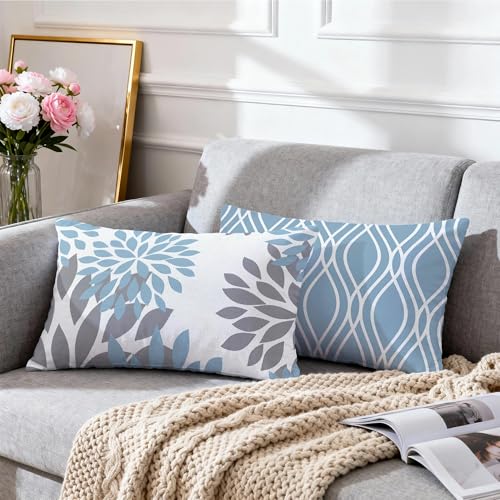 Throw Pillow Covers 12x20 (Blue Aqua / 20" x 12" (Pack of 4))