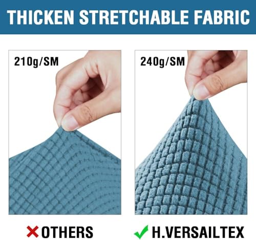 4 Piece Stretch Sofa Covers for 3 Cushion Couch Covers for Living Room Furniture Slipcovers (Large Plus / Storm Blue)