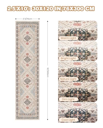 Kitchen Runner Rug Non Slip Washable Rugs 2.5x10 (Blue/Red/Multi / 2'6" x 10' (Runner))