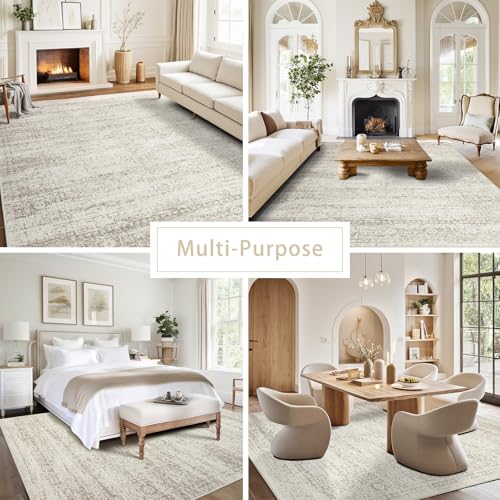Washable Rugs 3x5 Area Rugs for Living Room (3' x 5' (Rectangular) / Beige-ivory-cream-brown-camel)