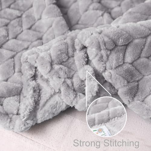 Fleece Throw Blanket for Couch Sofa (Light Grey / Throw ( 50x70 IN ))