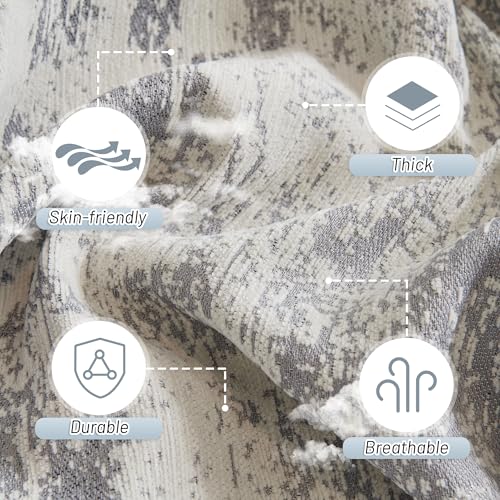 Boho Couch Cover for Dogs Washable Grey Abstract Couch Sofa Protector for Loveseat Sofa with Pets Friendly Chenille Geometric Sofa Covers Soft Durable Farmhouse Sofa Slipcovers (71" x 102" / 1# Light Grey)