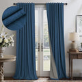 Navy Blue Curtains 108 Inches Long 2 Panel Faux Linen Nautical Modern Farmhouse Blackout Curtain for Bedroom Dining Living Room Divider Drapes Sun Heat Light Blocking Ceiling to Floor Length Dark Blue (Navy Blue / 52"W x 108"L (Pack of 2))